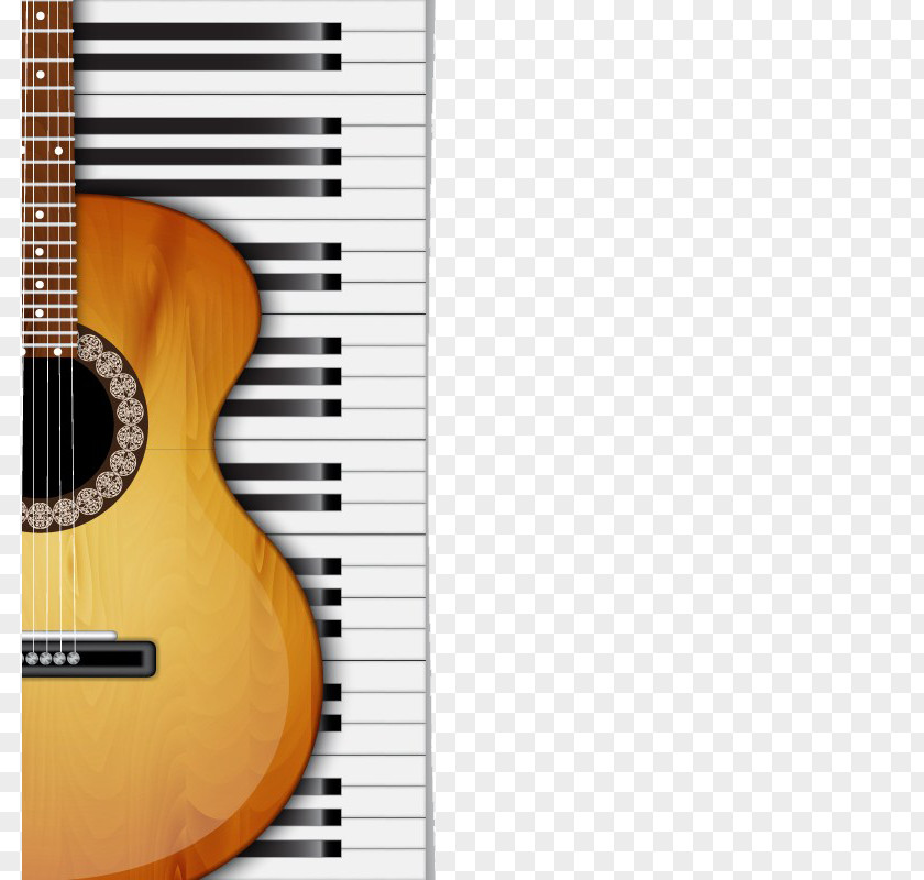 Fashion Guitar And Piano Keyboard Musical Instrument Acoustic Electric PNG