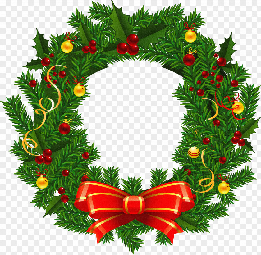 Large Transparent Christmas Wreath Picture Santa Claus Clip Art PNG