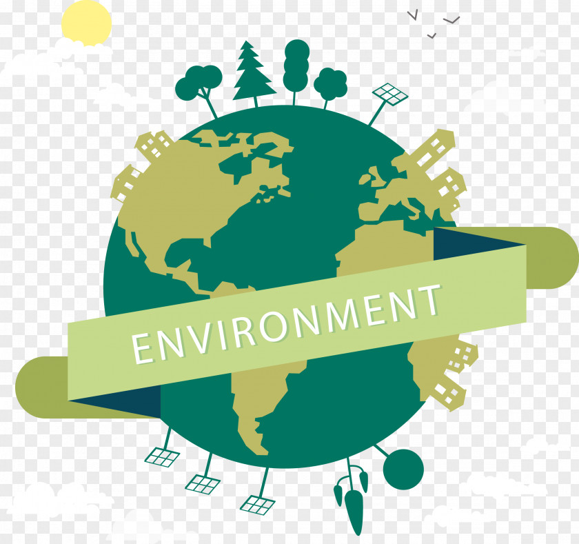 Vector Hand Painted Green Earth Natural Environment Pollution Ecology PNG