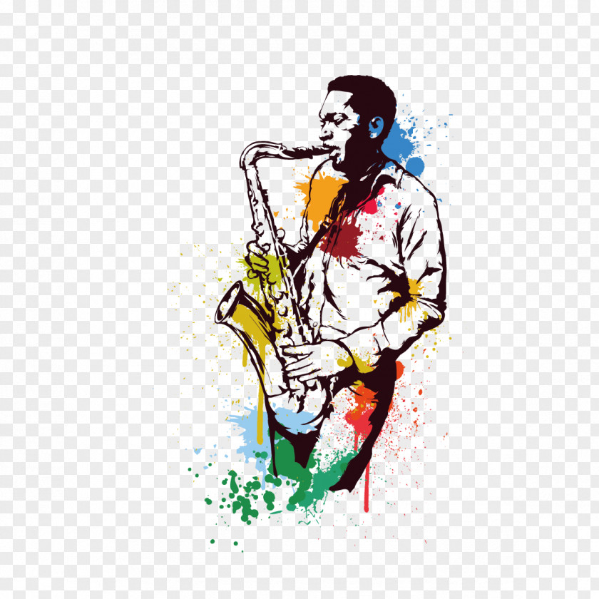 Watercolor Saxophone Alto Jazz PNG