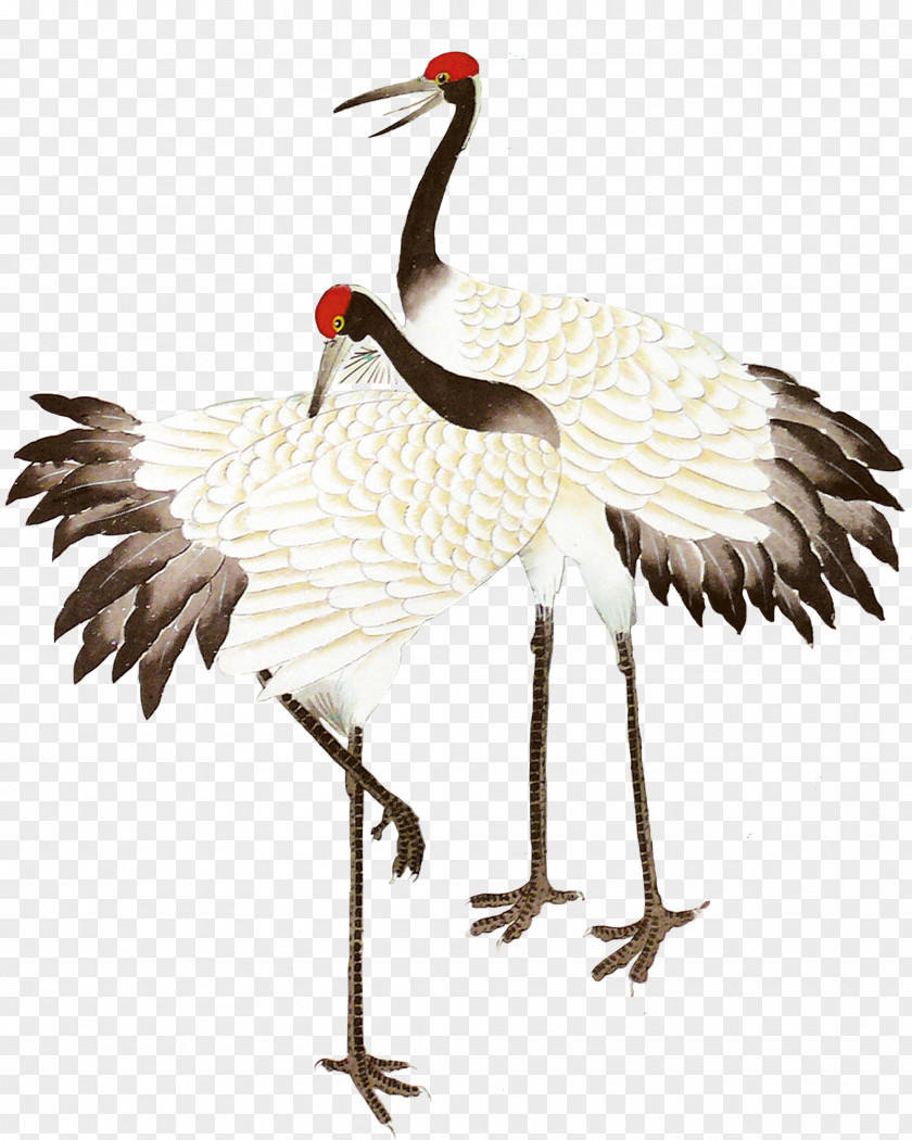 China Wind Ink Red-crowned Crane PNG wind ink red-crowned crane clipart PNG