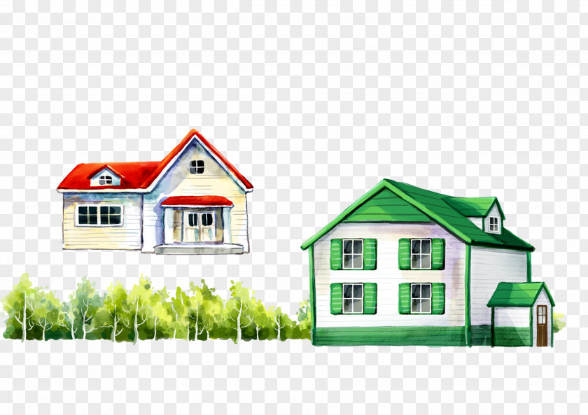 Villa Cartoon Painting Home House Family PNG