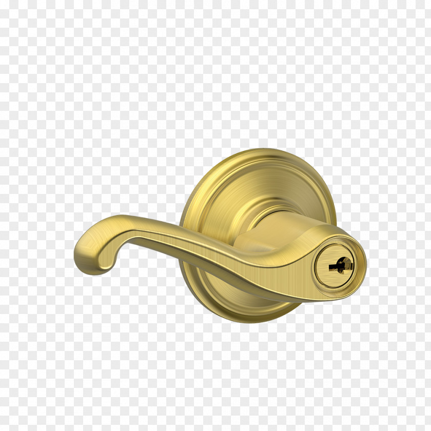 Brass Door Handle Schlage Lever Lock PNG