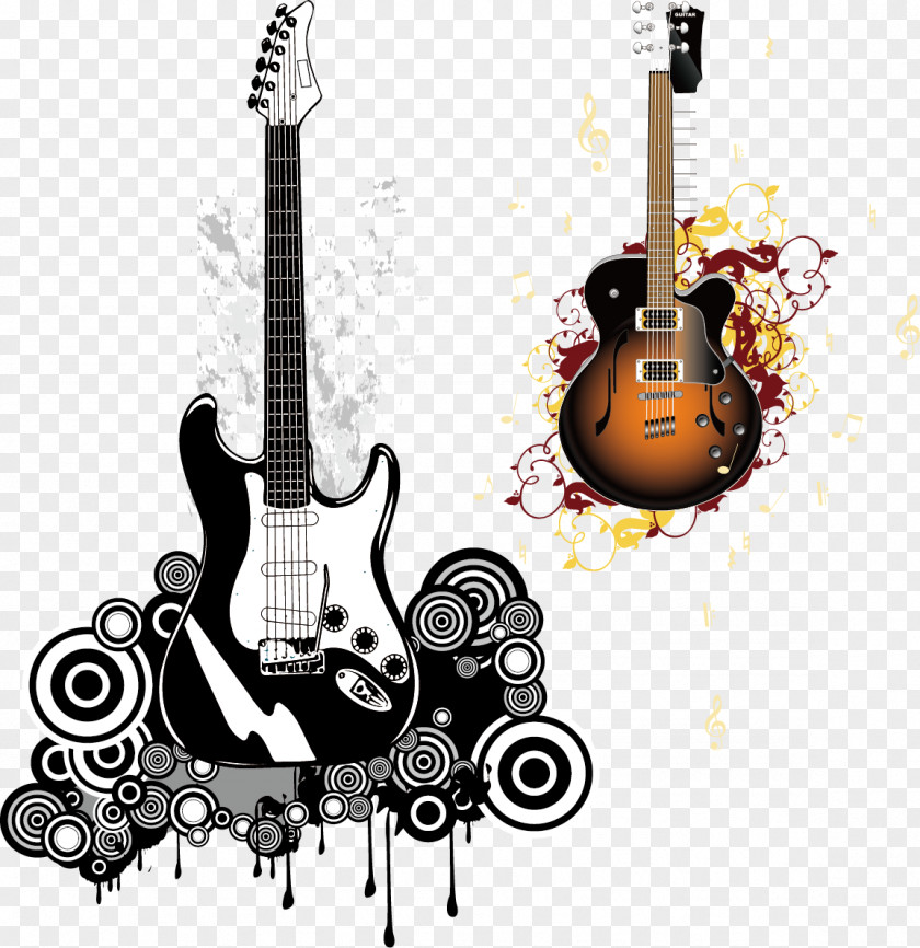 Vintage Guitar Poster Background Material Electric PNG