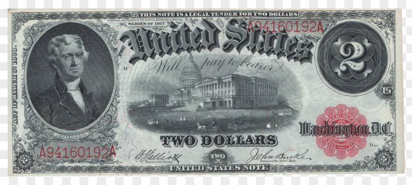 Banknote United States Two-dollar Bill Note One-dollar Dollar PNG