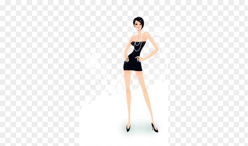 Hand-painted Pattern Fashionable Women Cartoon Illustration PNG