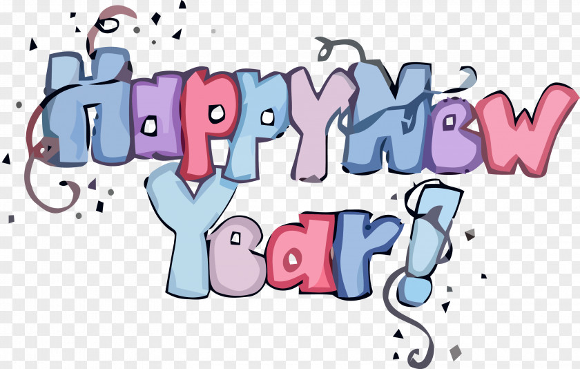 Pink Cartoon Happy New Year PNG