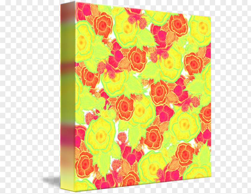 Oriental Pattern Floral Design Gallery Wrap Poppy Cut Flowers Art PNG