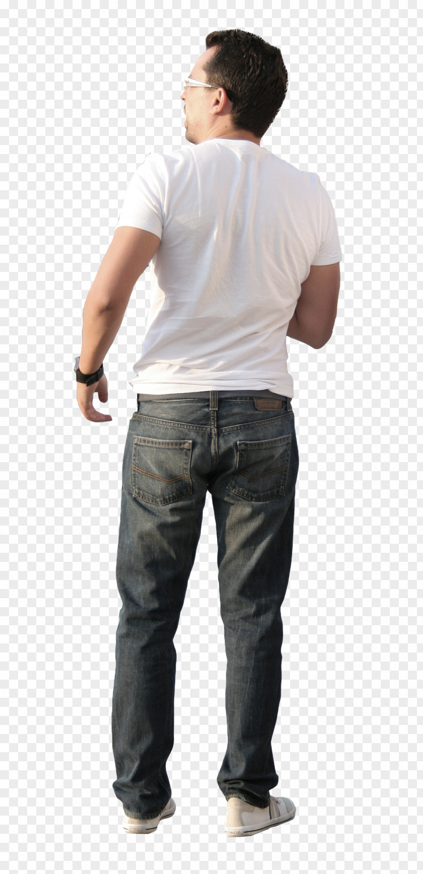 White Tshirt T-shirt Pants Sleeve Jeans Pocket PNG