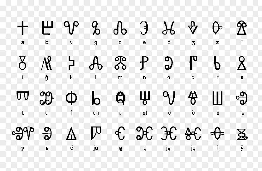 Prechristian Slavic Writing Glagolitic Script Alphabet Cyrillic Languages Bulgarian PNG