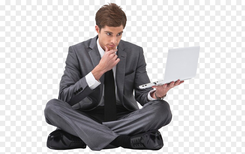 Men Holding A Laptop Thoughtfully Computer Icon PNG