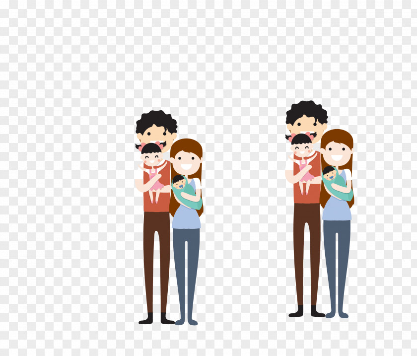 Vector Color Cartoon Family Happy Euclidean Vecteur Drawing PNG