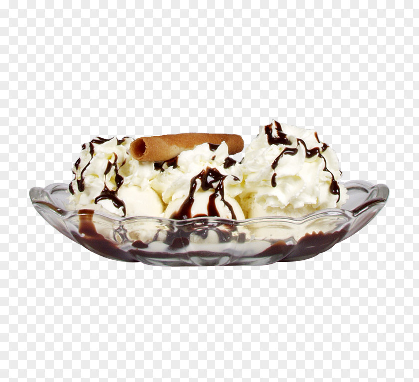 Dame Blanche Sundae Ice Cream Gelato Dish PNG