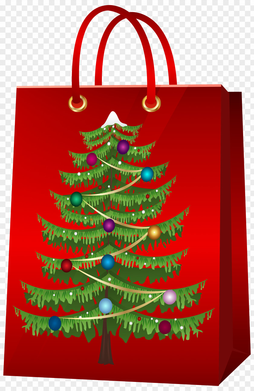 Christmas Gift Bag With Tree Clip Art Image Santa Claus PNG