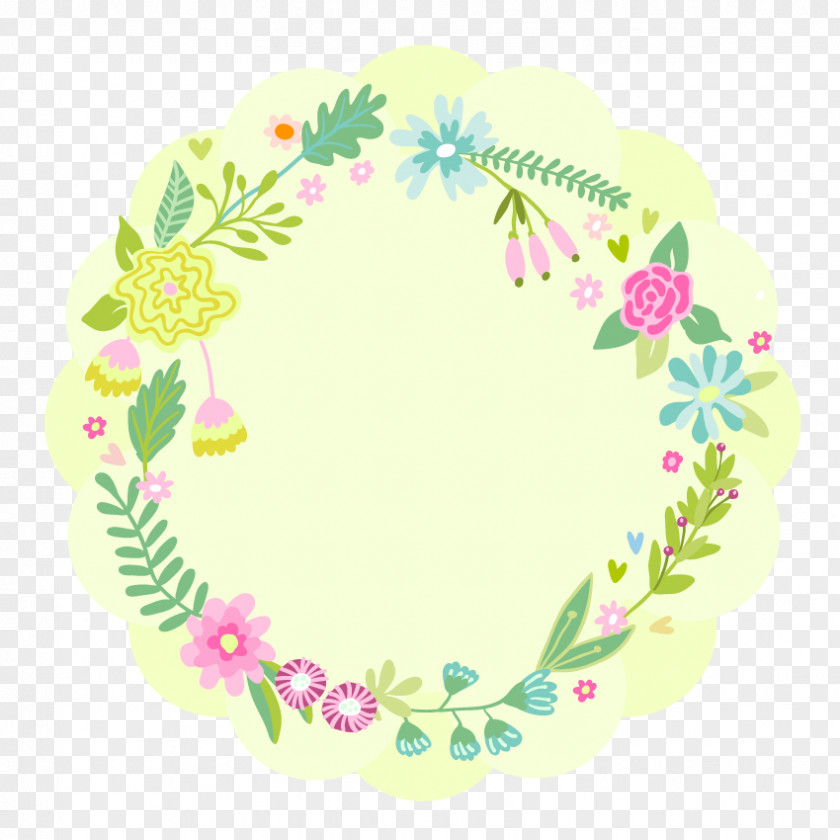 Green Background Wreath Label Clip Art PNG