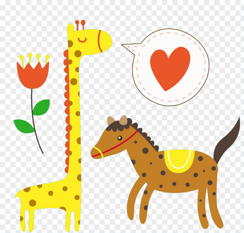 Cartoon Giraffe And Spotted Horse Saddle American Paint Northern Okapi Zebra PNG