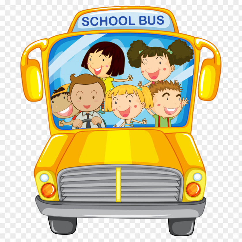Kids Surprise School Bus Clip Art Vector Graphics Image PNG