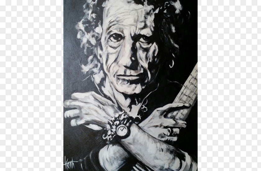 Painting Keith Richards Portrait Musician Art PNG