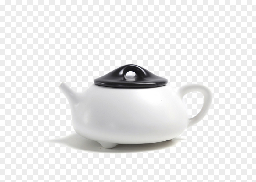 Creative Black And White Ceramic Tea Pot Ding Stone Scoop Hong Kong-style Milk Teapot Kettle PNG