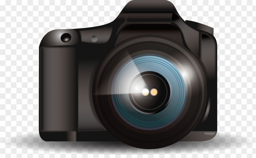 Vector Hand-painted Realistic Style Camera Digital SLR Mirrorless Interchangeable-lens Lens PNG