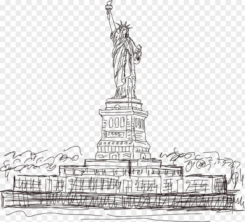 American Statue Of Liberty Vector Artwork Eiffel Tower Landmark PNG