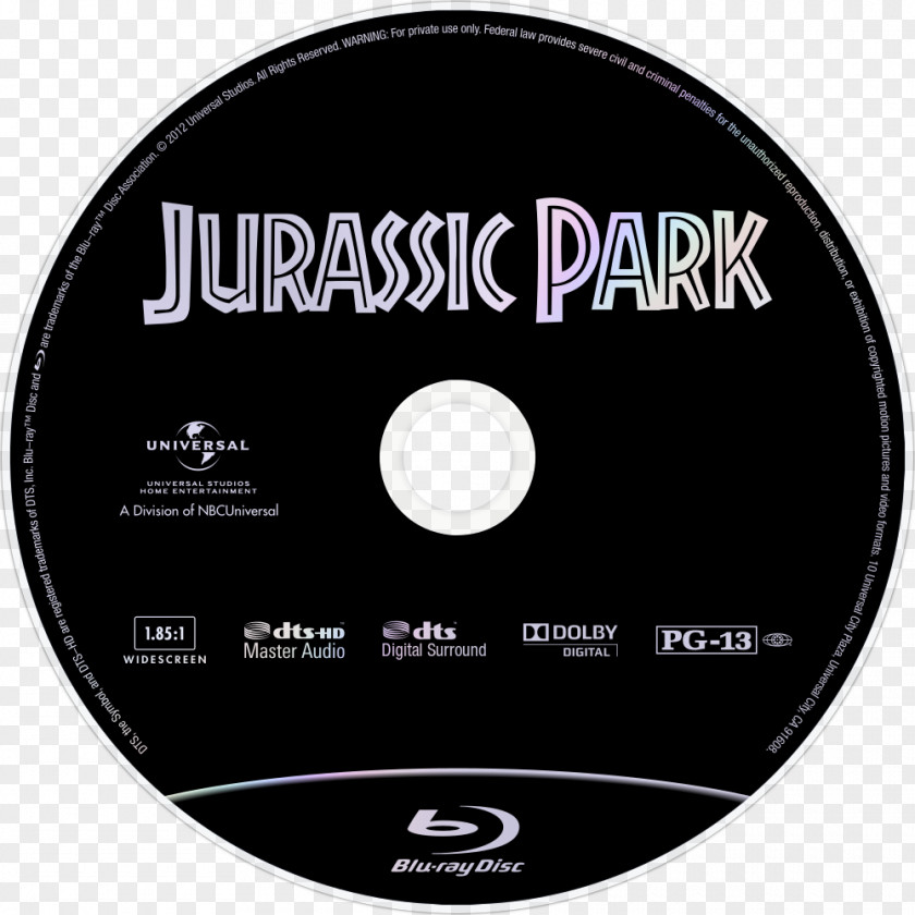 Jurassic Park Blu-ray Disc Record Label DVD La-La Land Records PNG