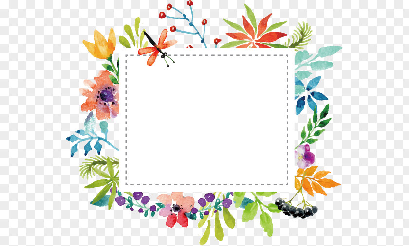 Vector Watercolor Floral Greeting Card Display Flower Clip Art PNG
