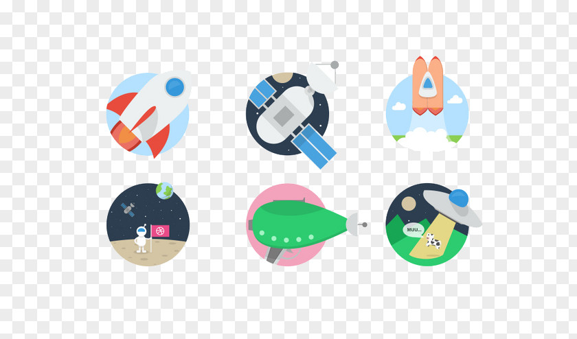 Vehicle In Space Flat Design Icon PNG