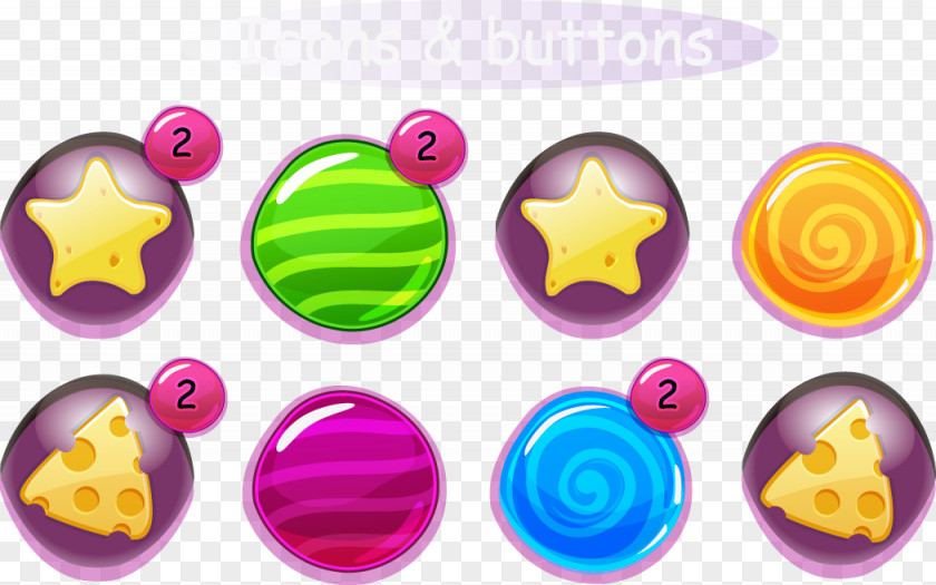 Cartoon Mobile Gaming Buttons Vector Material Button Game PNG