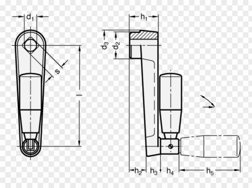 Handwheel Handle Winch Technical Drawing Handkurbel PNG