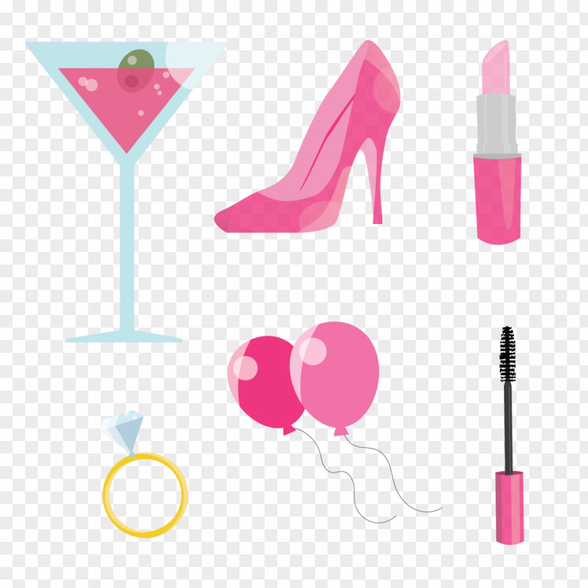 Vector Pink Party Elements Bachelorette Bachelor Clip Art PNG
