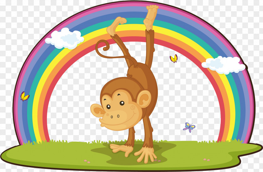 Monkeys On The Grass Upside Down Rainbow Shutterstock Clip Art PNG