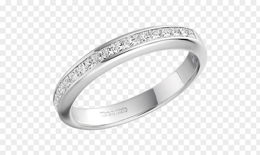 Platinum Ring Eternity Wedding Princess Cut Diamond PNG