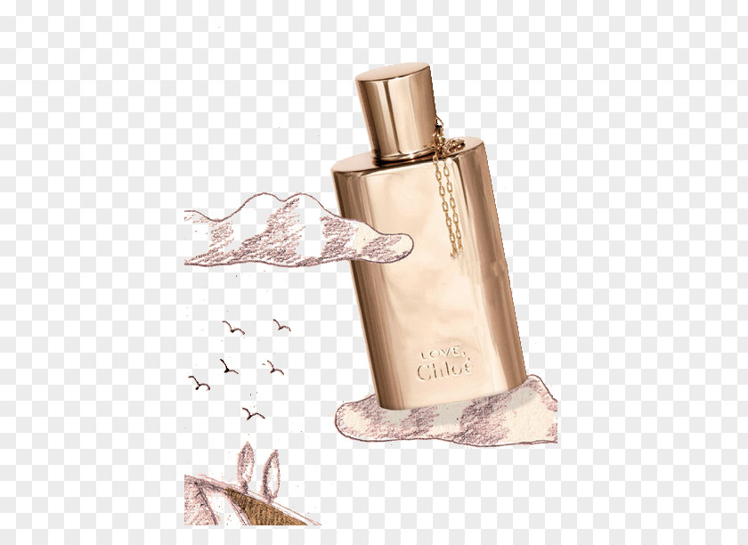 Watercolor Perfume Bottle Painting PNG