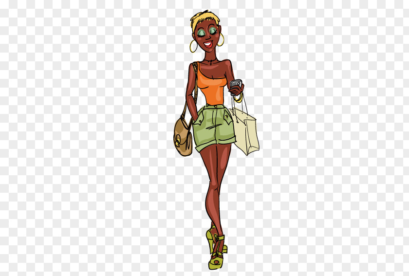 Beautiful Women Wearing Short Skirts Cartoon African American Woman Illustration PNG
