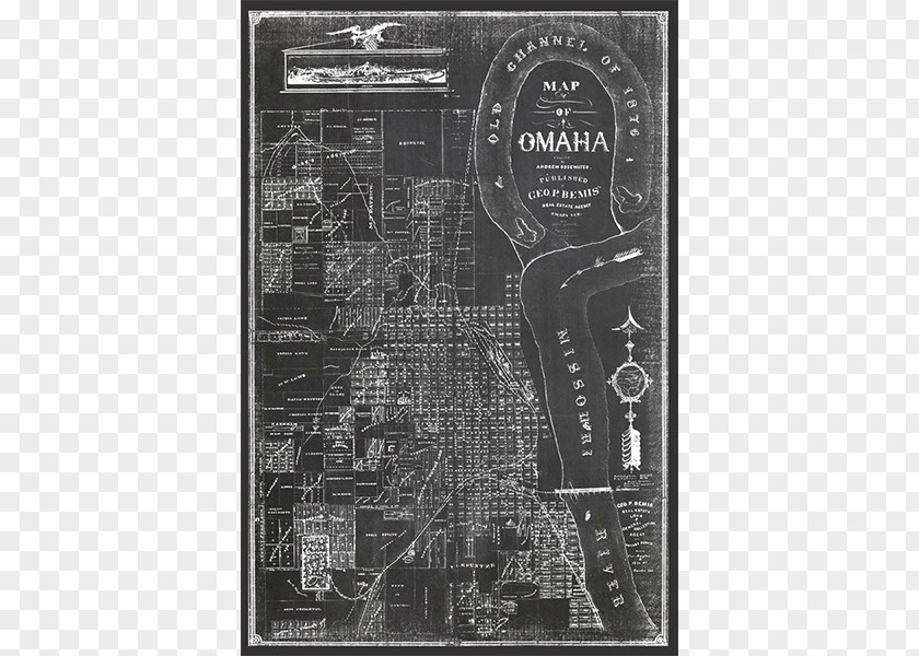 Map Poster Art Omaha White Canvas PNG