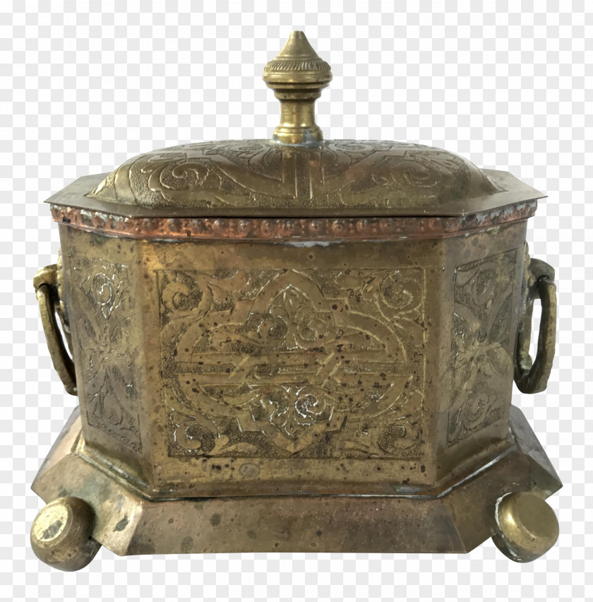 Brass Bronze Tea Caddy Antique PNG