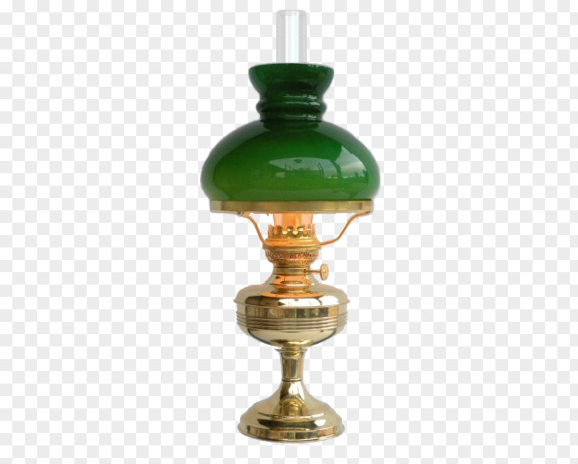 Continental Shading Brass Oil Lamp Lantern Electric Light PNG