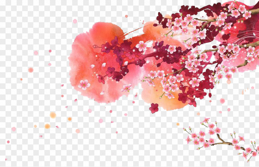 Watercolor Plum Painting Drawing PNG