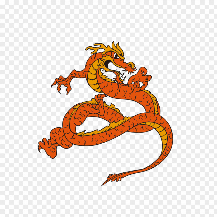 Red Japanese Poster Material Dragon PNG