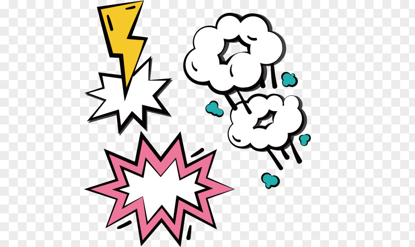 Cartoon Hand Painted Lightning Clouds Clip Art PNG