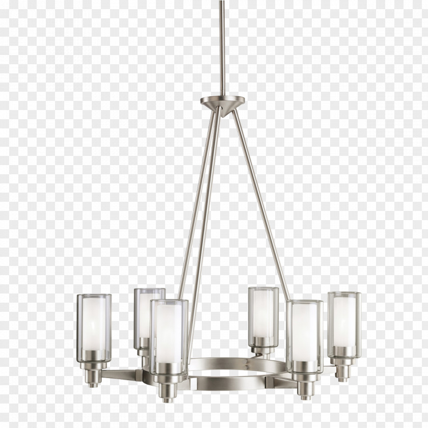 Chandelier Lighting Brushed Metal Light Fixture PNG