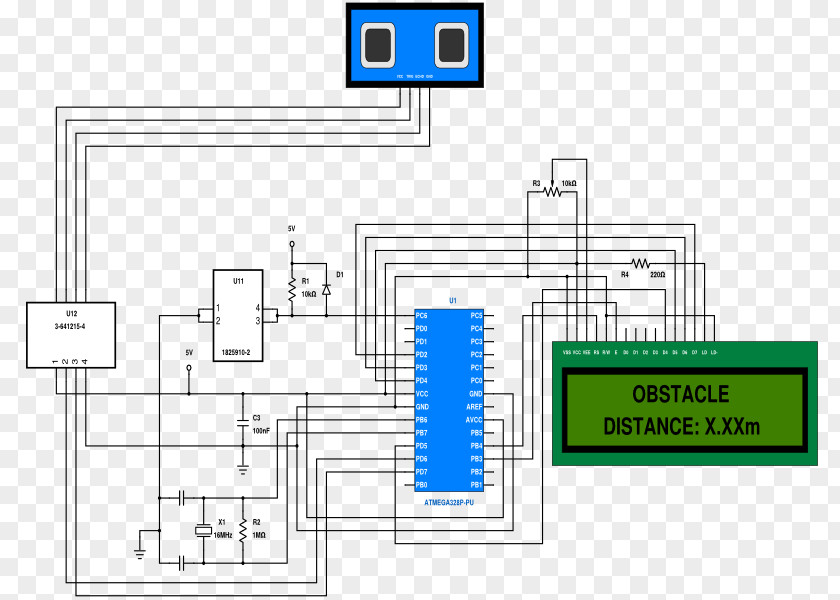 Measure The Ultrasonic Distance Ultrasound Schematic Sensor Diagram Transducer PNG