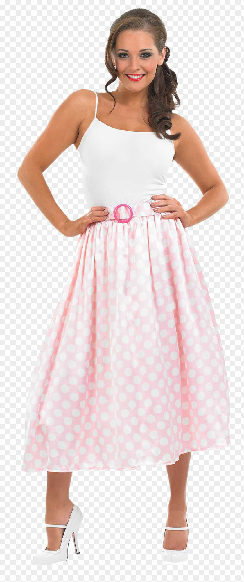 50's 1950s Polka Dot Dress Skirt Costume PNG