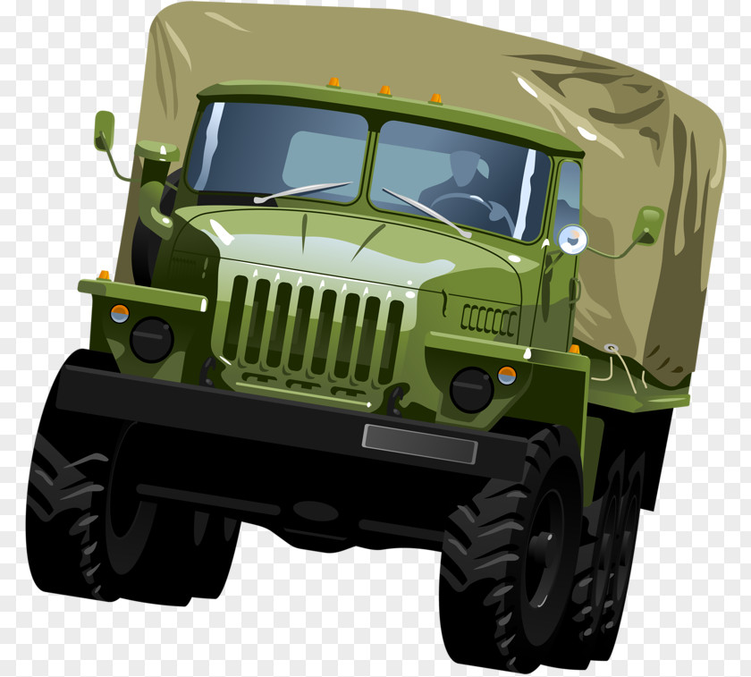 Hand-painted Cartoon Car Humvee Truck Military Vehicle PNG