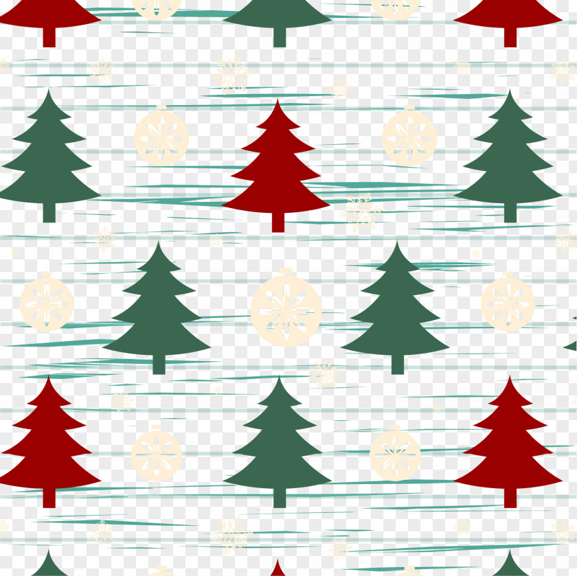 Red And Green Christmas Tree Tile Background Snowflake Pattern PNG