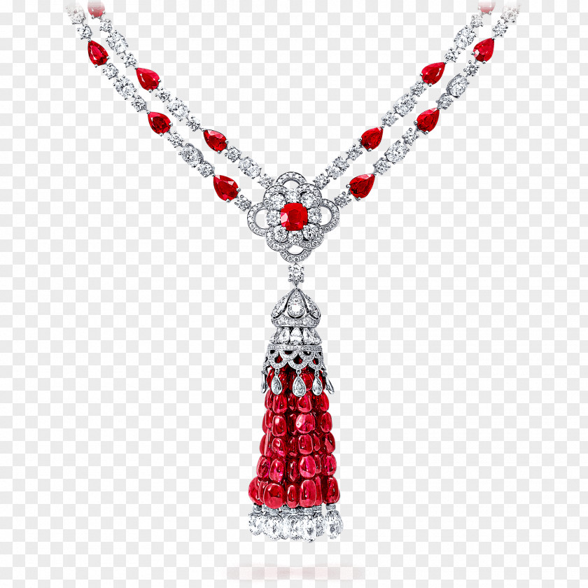 Ruby Graff Diamonds Earring Necklace PNG