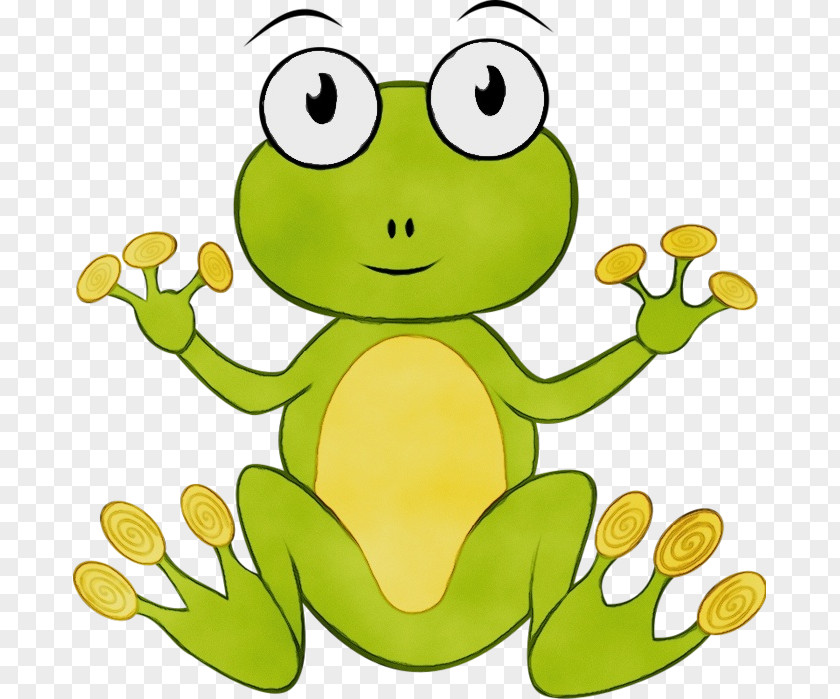 Happy Frog Green Cartoon Yellow Clip Art Smile PNG