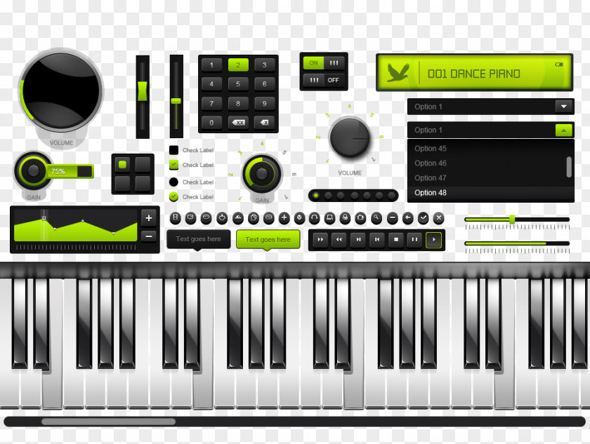 Vector Piano Digital Electric Musical Keyboard PNG