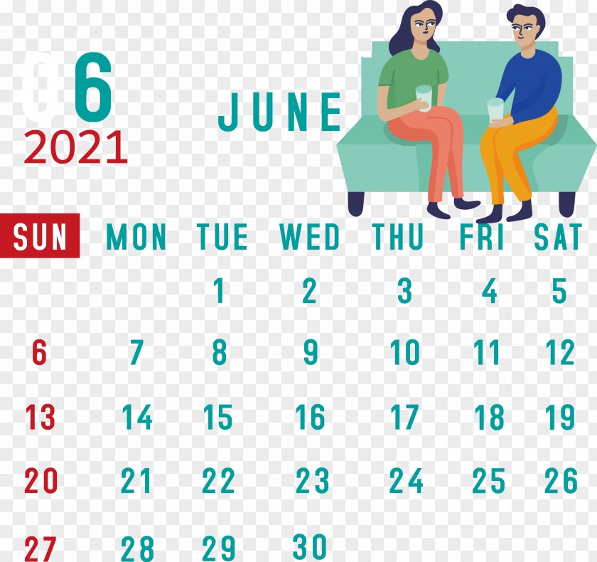 June 2021 Calendar Printable PNG